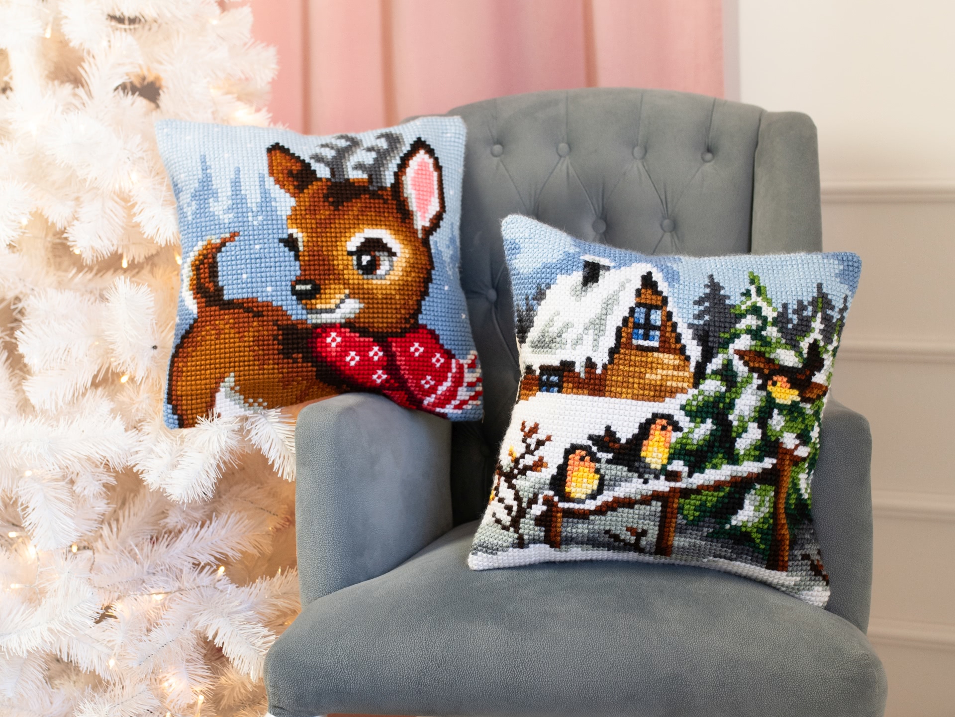 Cross stitch cushion christmas