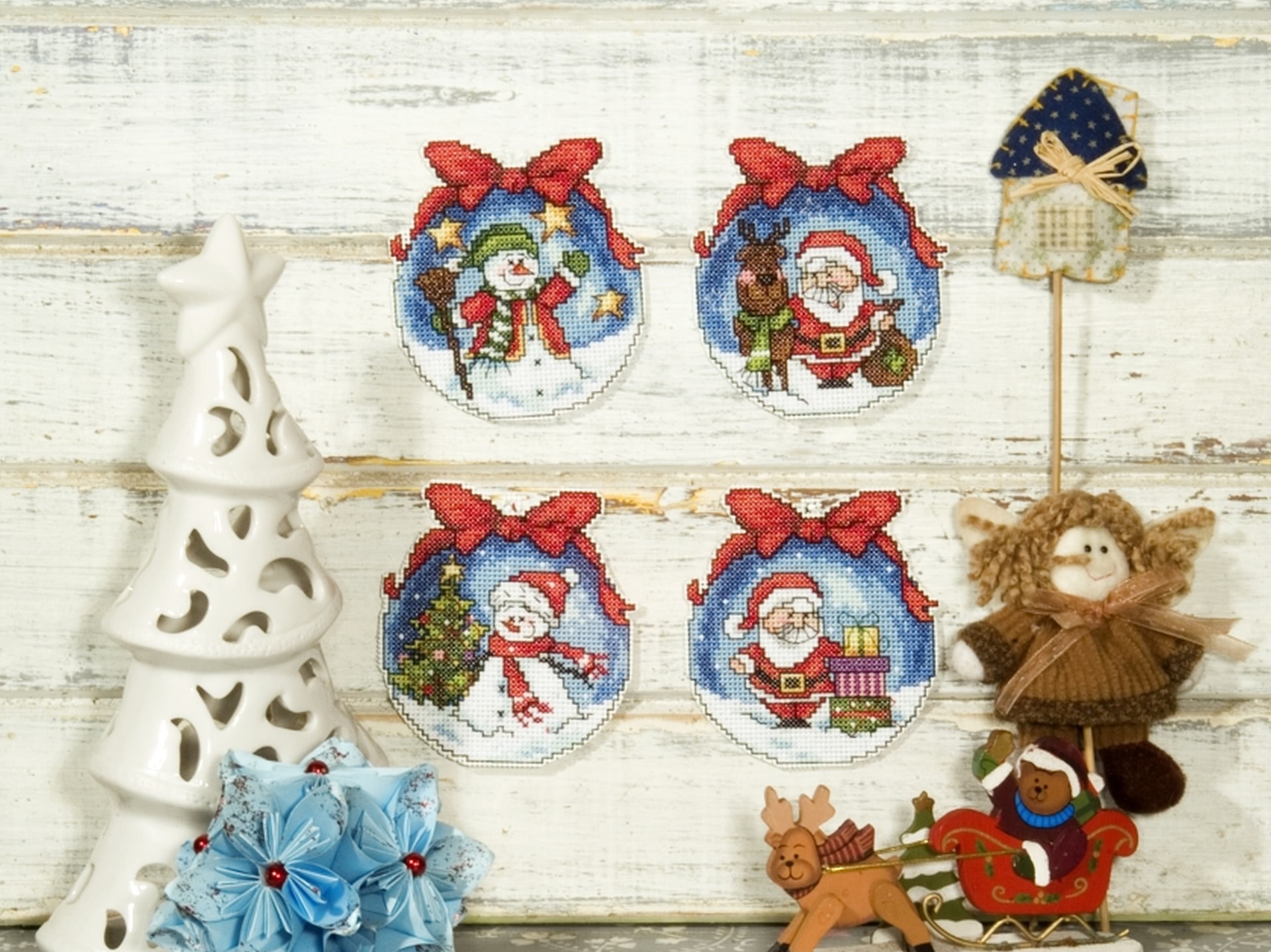 Plastic canvas counted cross stitch christmas ornaments